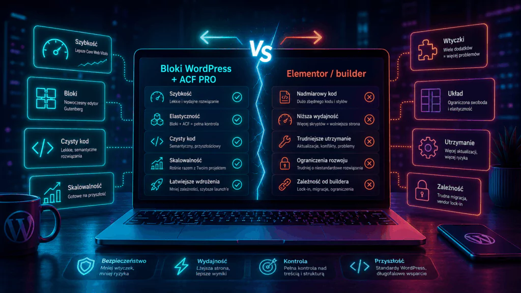 Strona na blokach WordPress + ACF PRO vs Elementor: dlaczego nie buildery